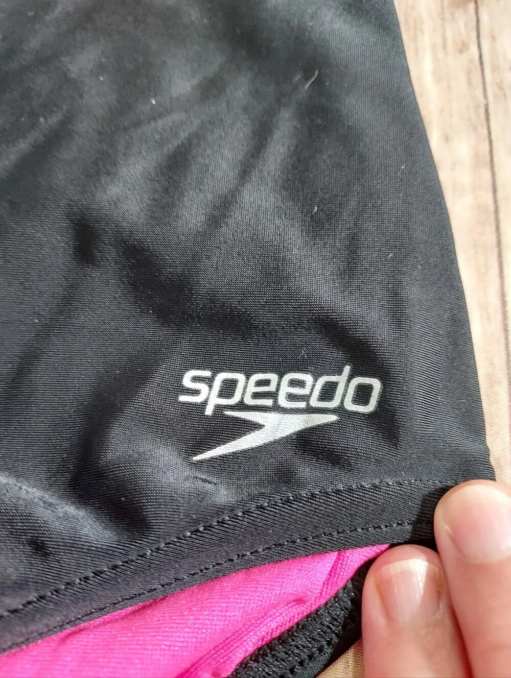 Speedo Black One-Piece Swimsuit with Pink & Blue Trim 12